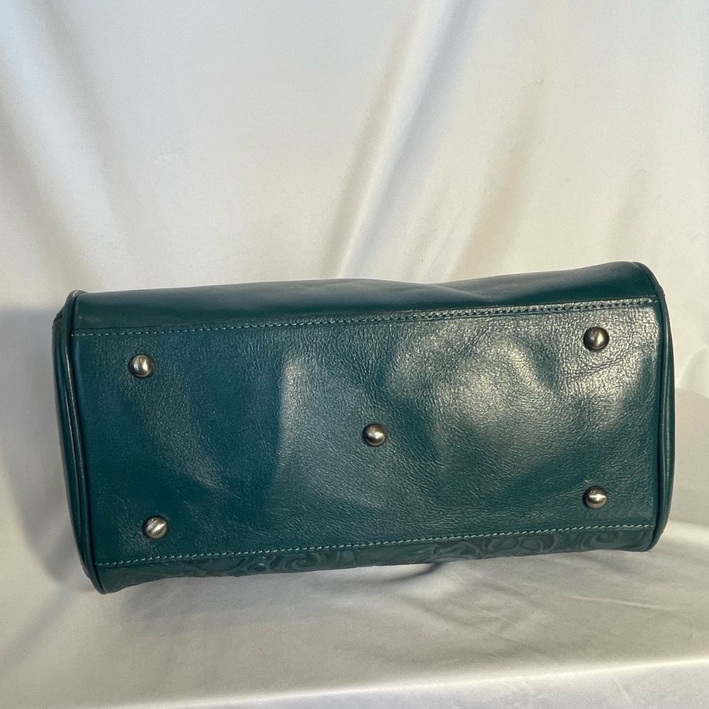 Patricia Nash Teal Embossed Leather Satchel - Picture 8 of 16